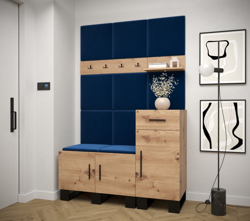 Veneti Predsieňová zostava RUMIE 5 - dub artisan, modré panely